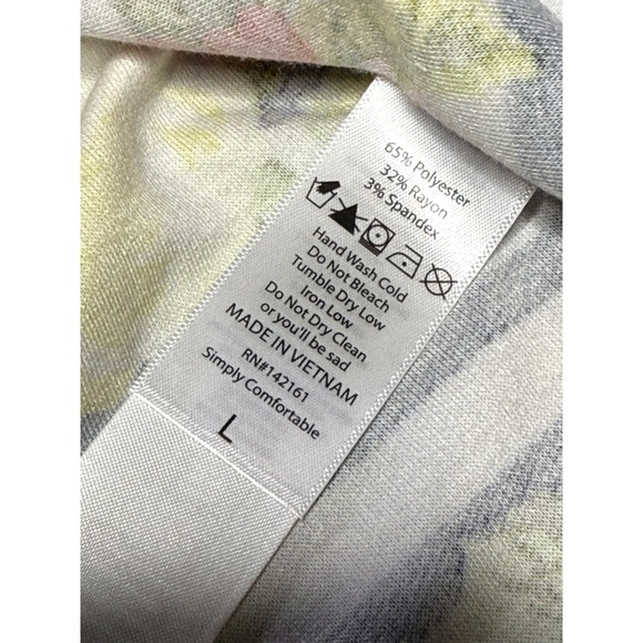 LuLaRoe Renee Top Floral Stripe V-Neck Dolman Sleeve Blouse Size L - Picture 4 of 5